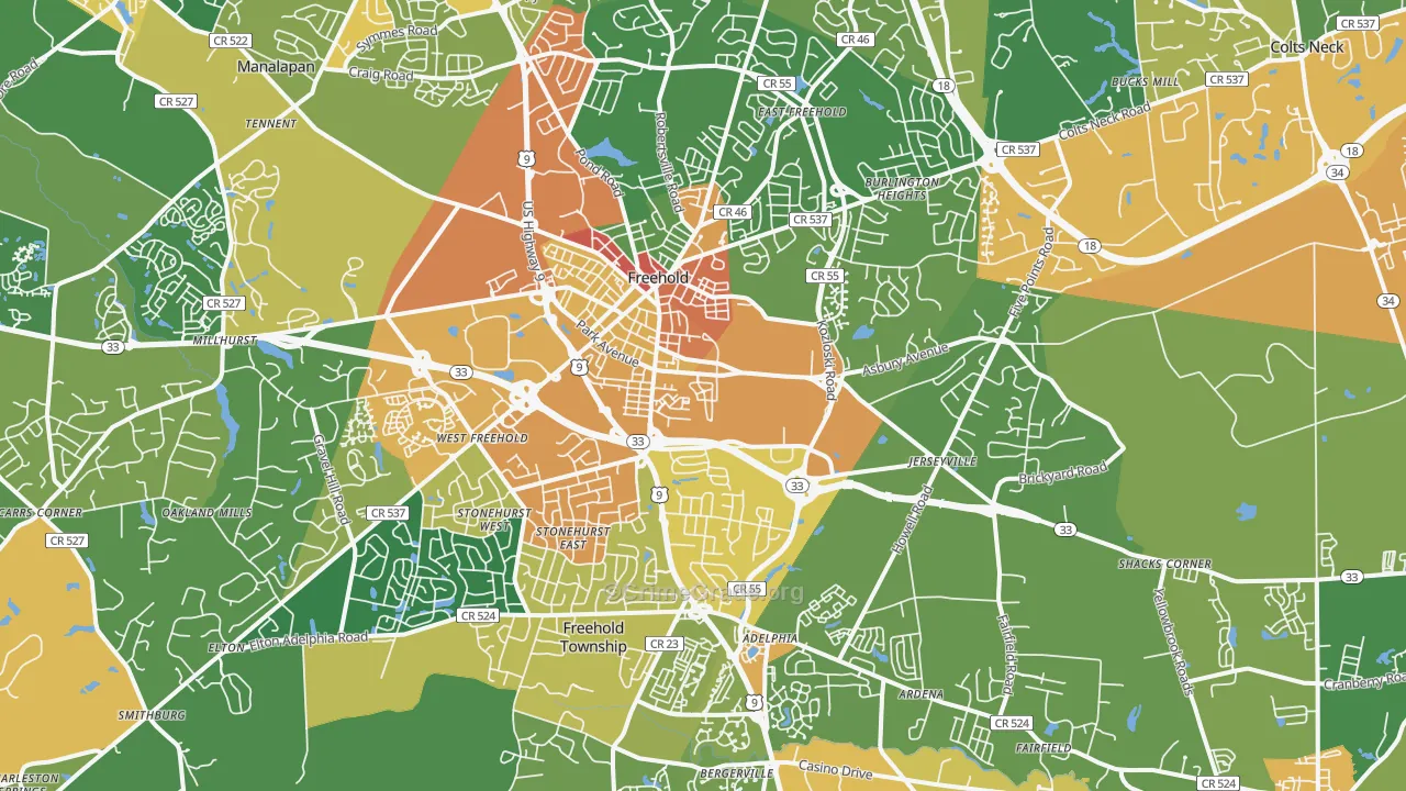 Freehold, NJ Map of Assault Rates