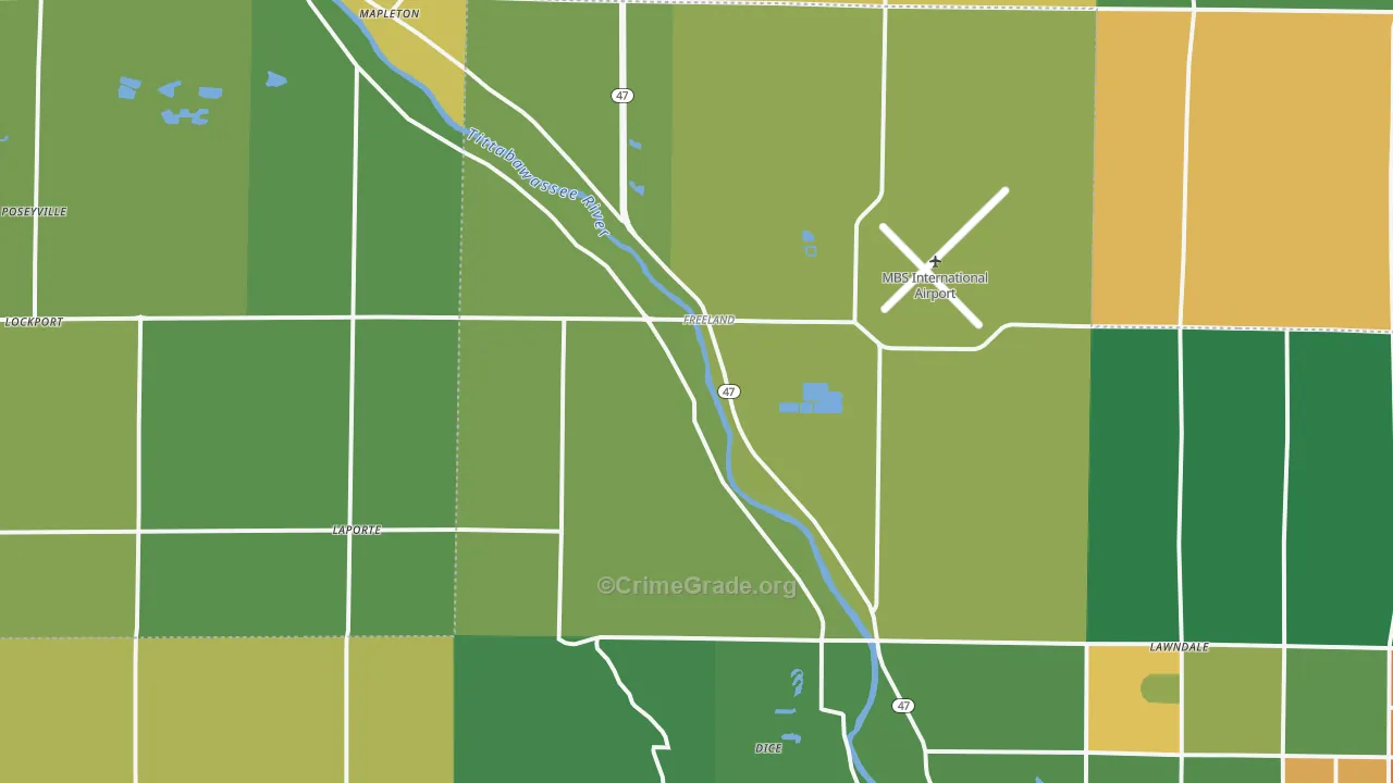 Freeland, MI Map of Assault Rates