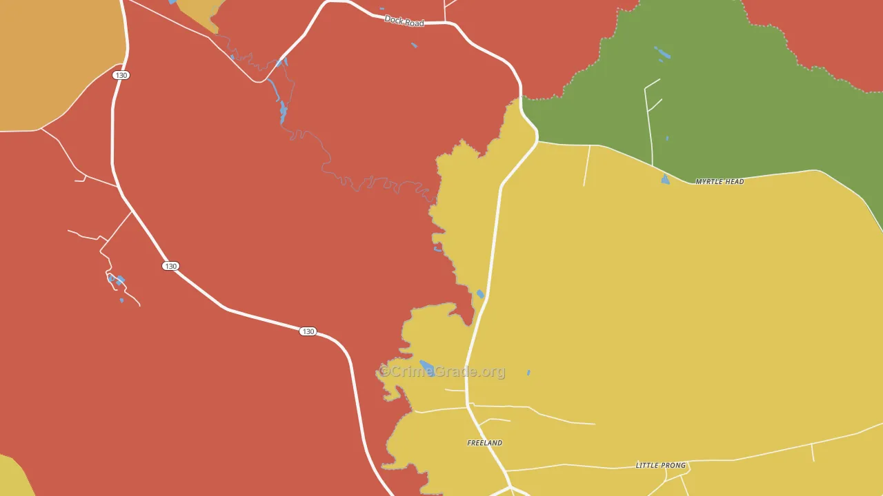 Freeland, NC Map of Assault Rates