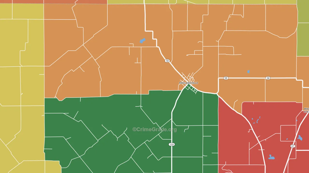 Freelandville, IN Map of Assault Rates