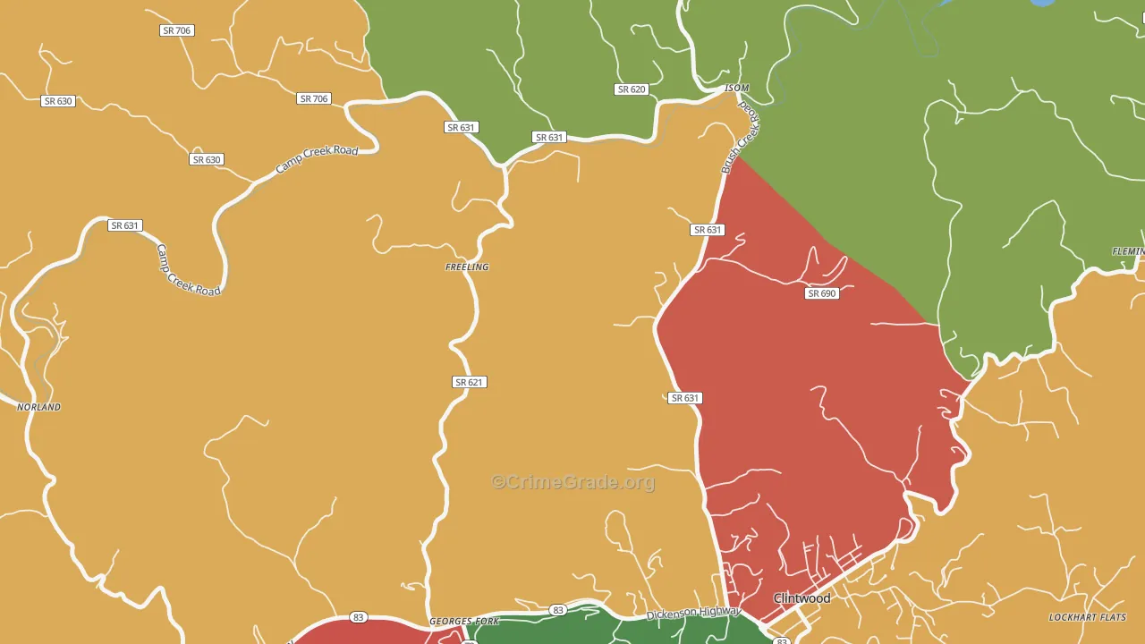 Freeling, VA Map of Assault Rates