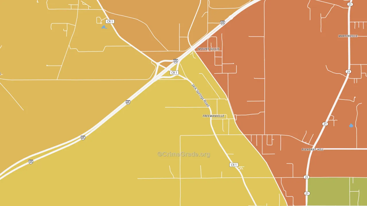 Freemanville, AL Map of Assault Rates