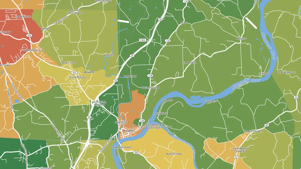 Freeport, PA Map of Assault Rates