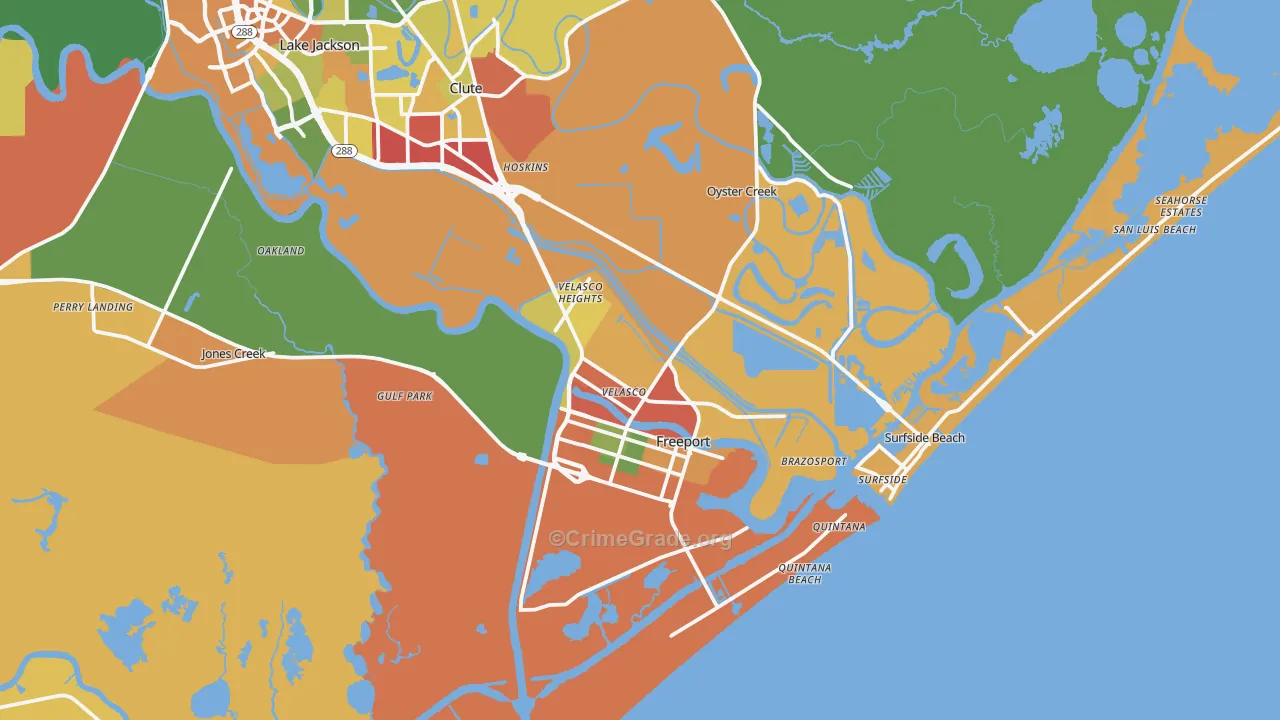 Freeport, TX Map of Assault Rates