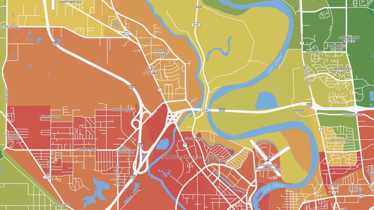 Freestate-North Highlands, Shreveport, LA Map of Assault Rates