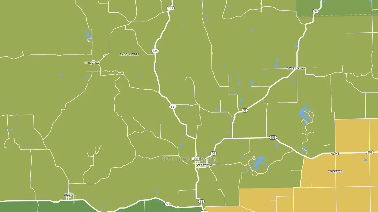 Freetown, IN Map of Assault Rates