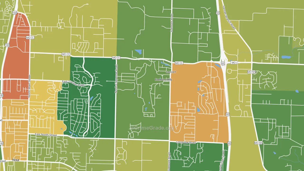Fremont Hills, MO Map of Assault Rates