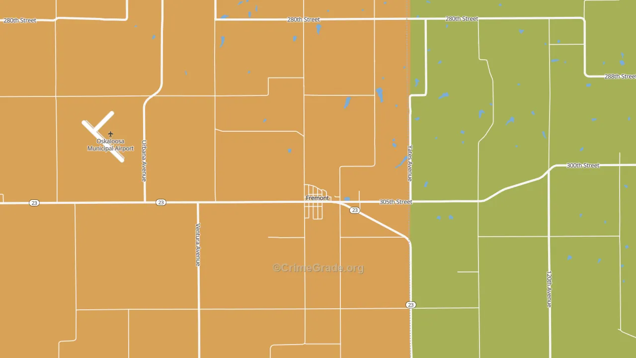 Fremont, IA Map of Assault Rates