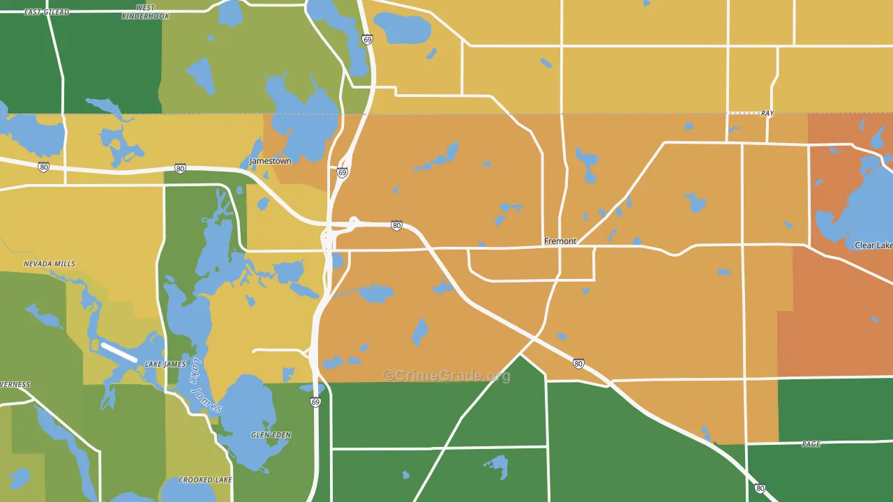 Fremont, IN Map of Assault Rates