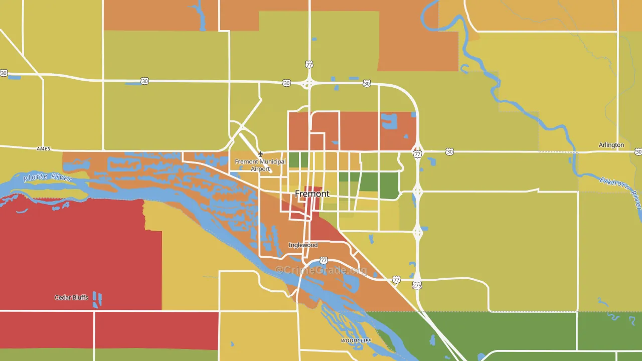 Fremont, NE Map of Assault Rates