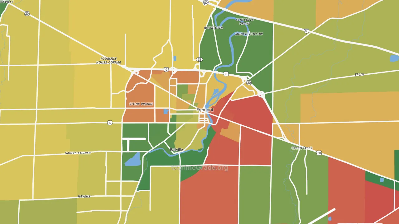 Fremont, OH Map of Assault Rates