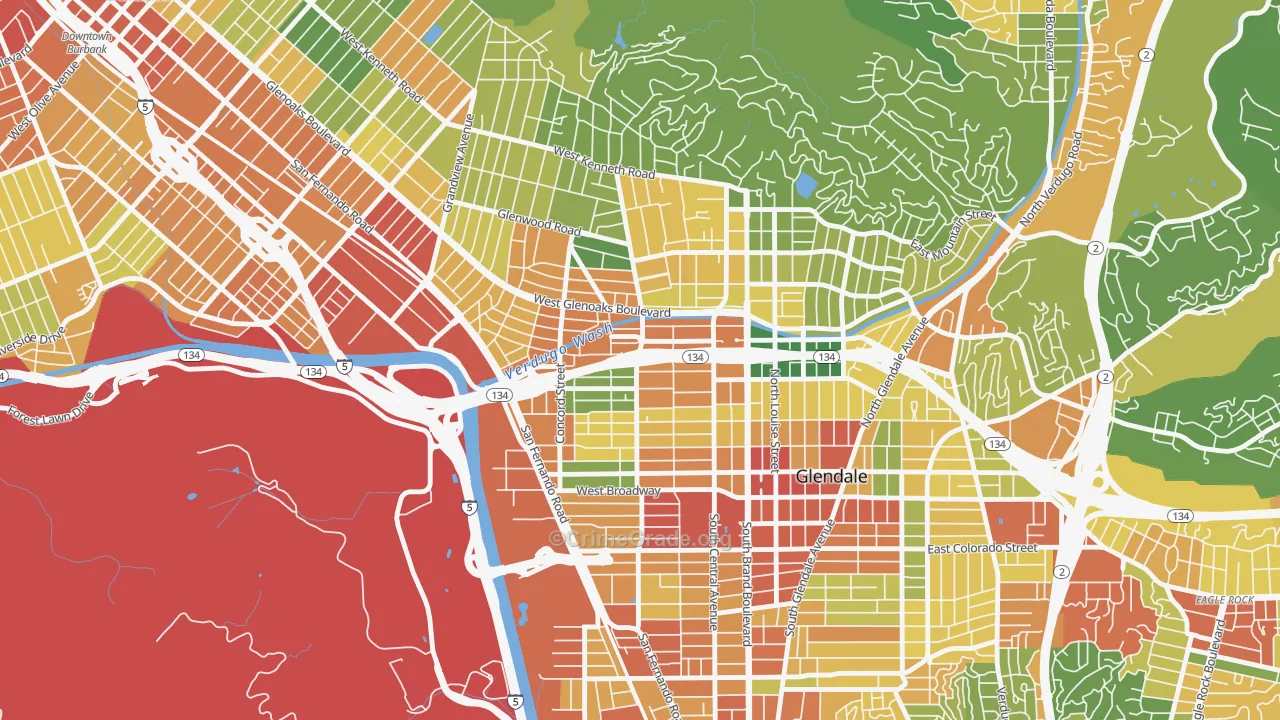 Fremont Park, Glendale, CA Map of Assault Rates