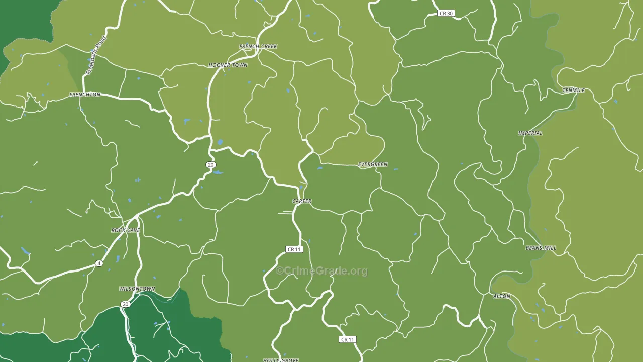 French Creek, WV Map of Assault Rates