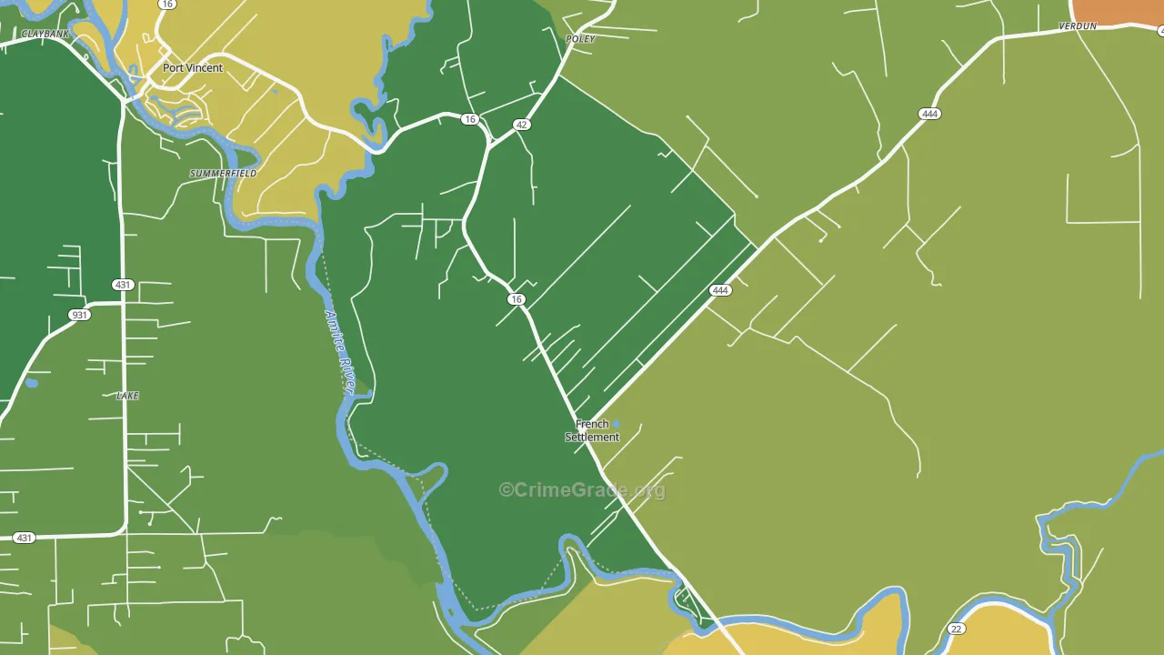French Settlement, LA Map of Assault Rates