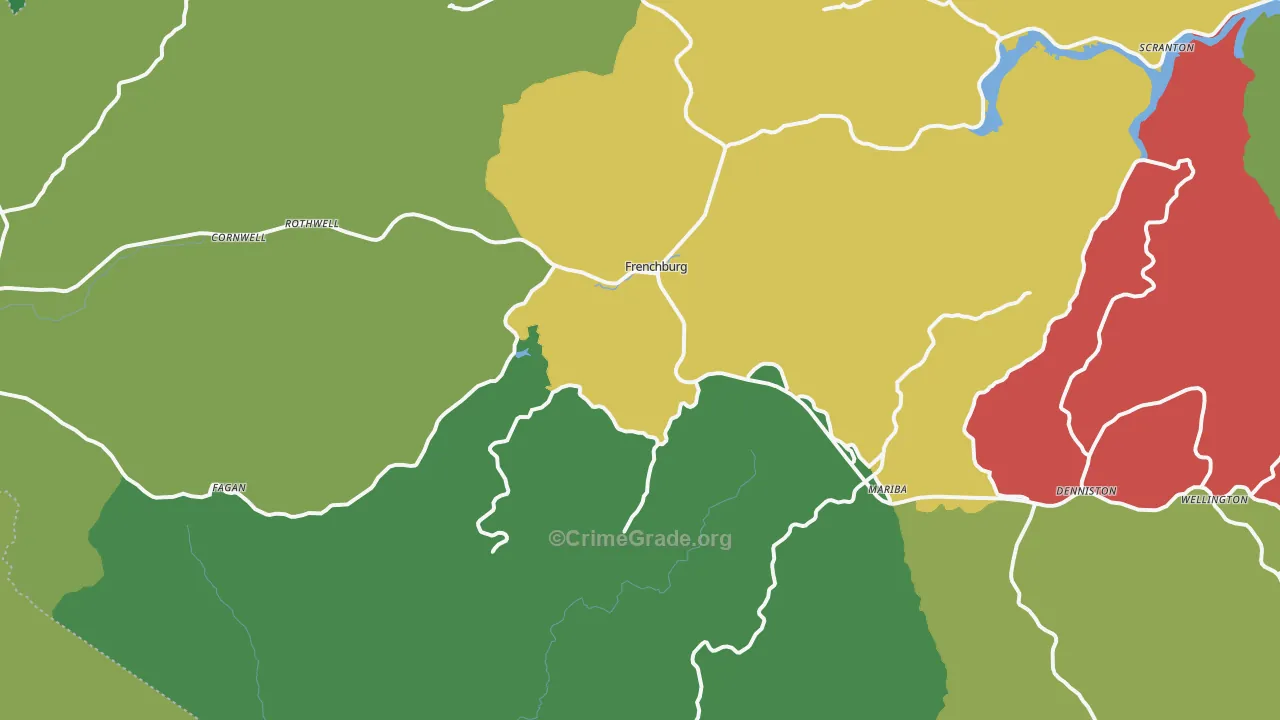 Frenchburg, KY Map of Assault Rates