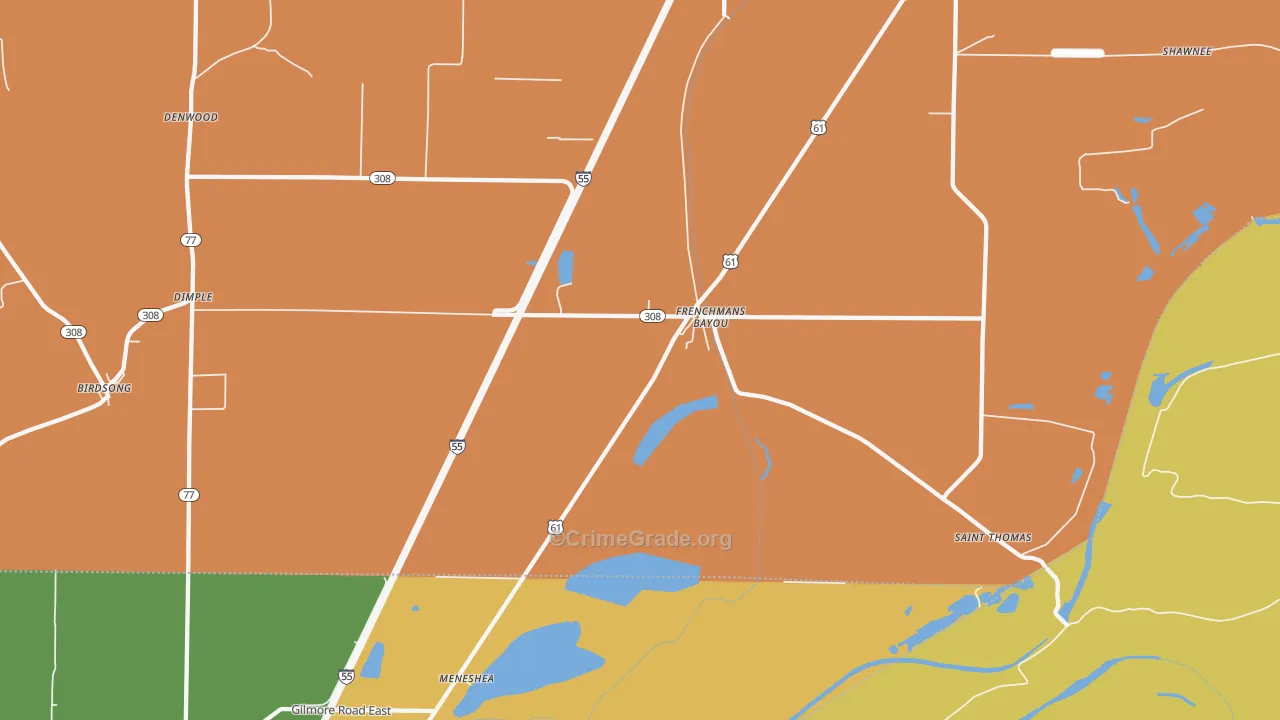 Frenchmans Bayou, AR Map of Assault Rates