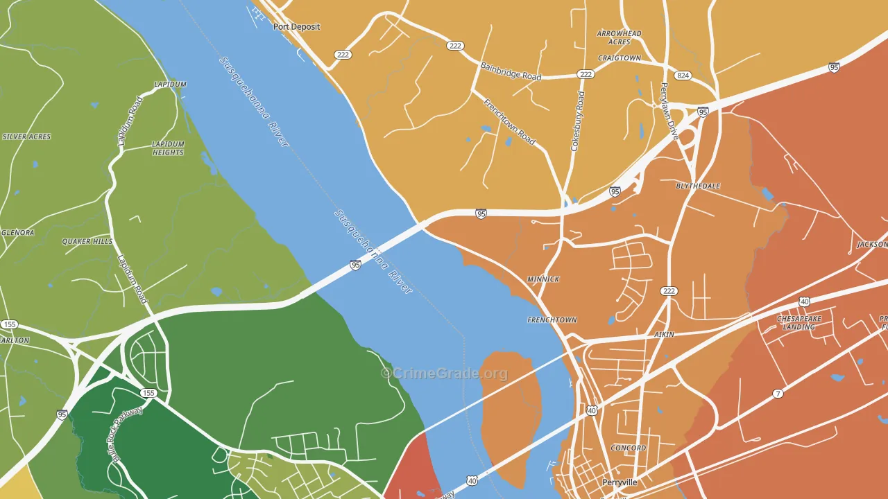 Frenchtown, MD Map of Assault Rates