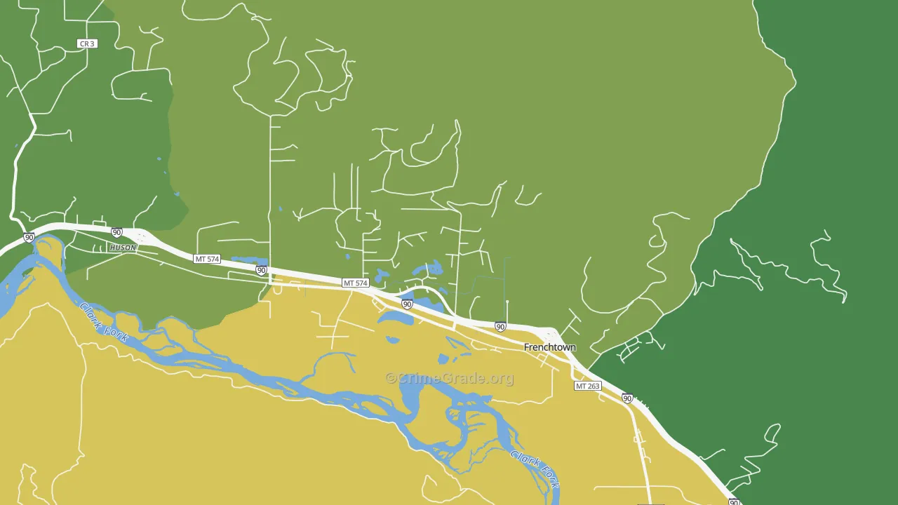 Frenchtown, MT Map of Assault Rates