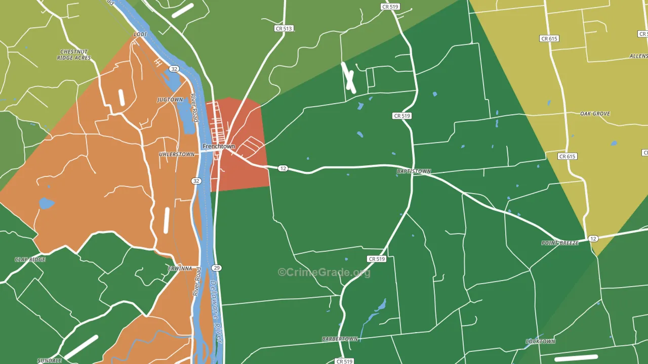 Frenchtown, NJ Map of Assault Rates