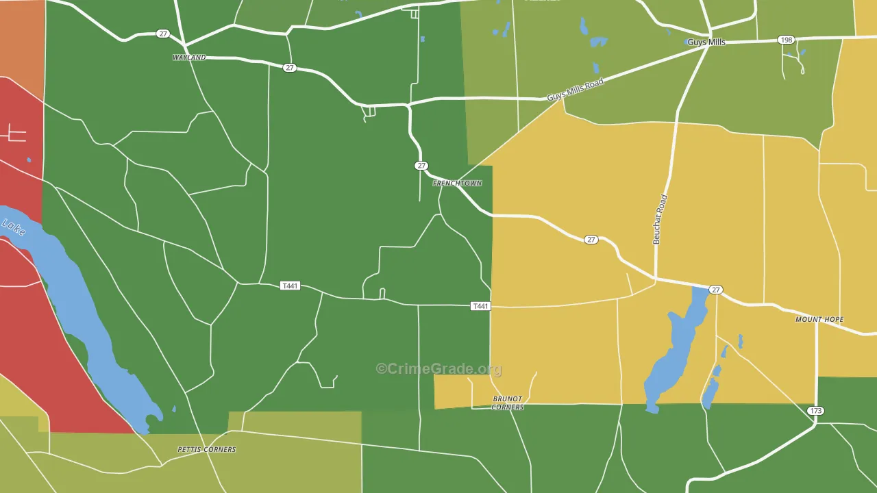 Frenchtown, PA Map of Assault Rates
