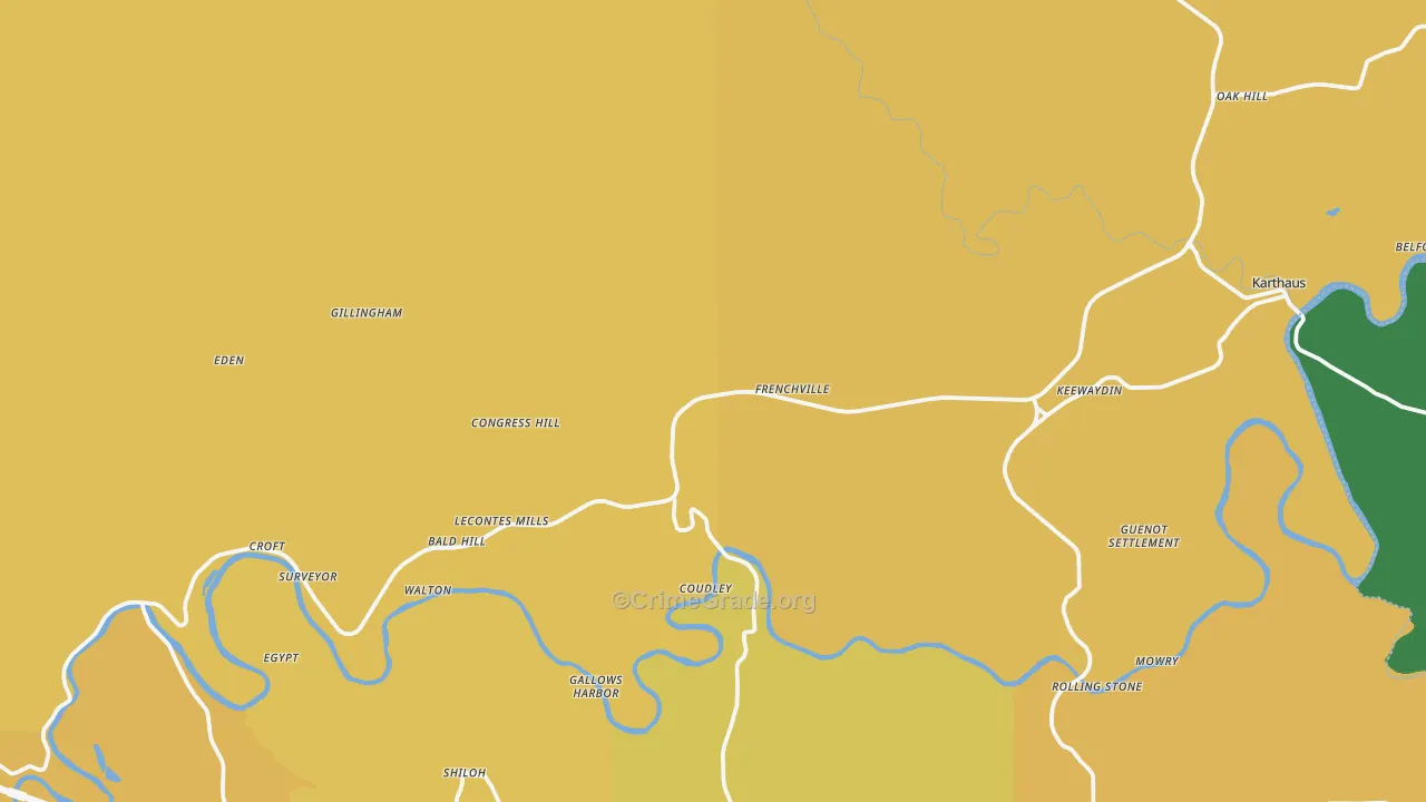 Frenchville, PA Map of Assault Rates