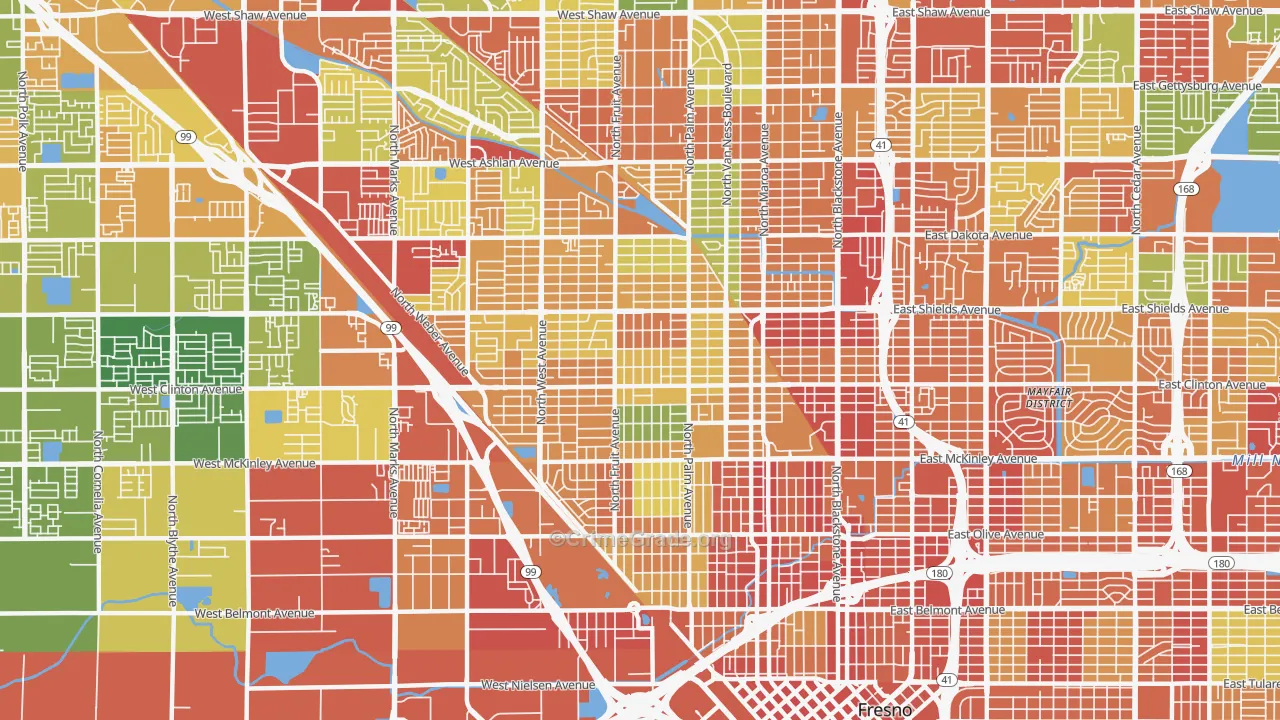 Fresno-High, Fresno, CA Map of Assault Rates