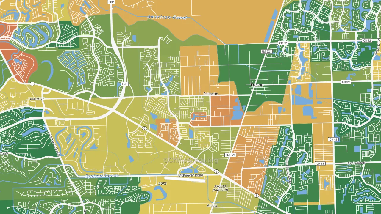Fresno, TX Map of Assault Rates