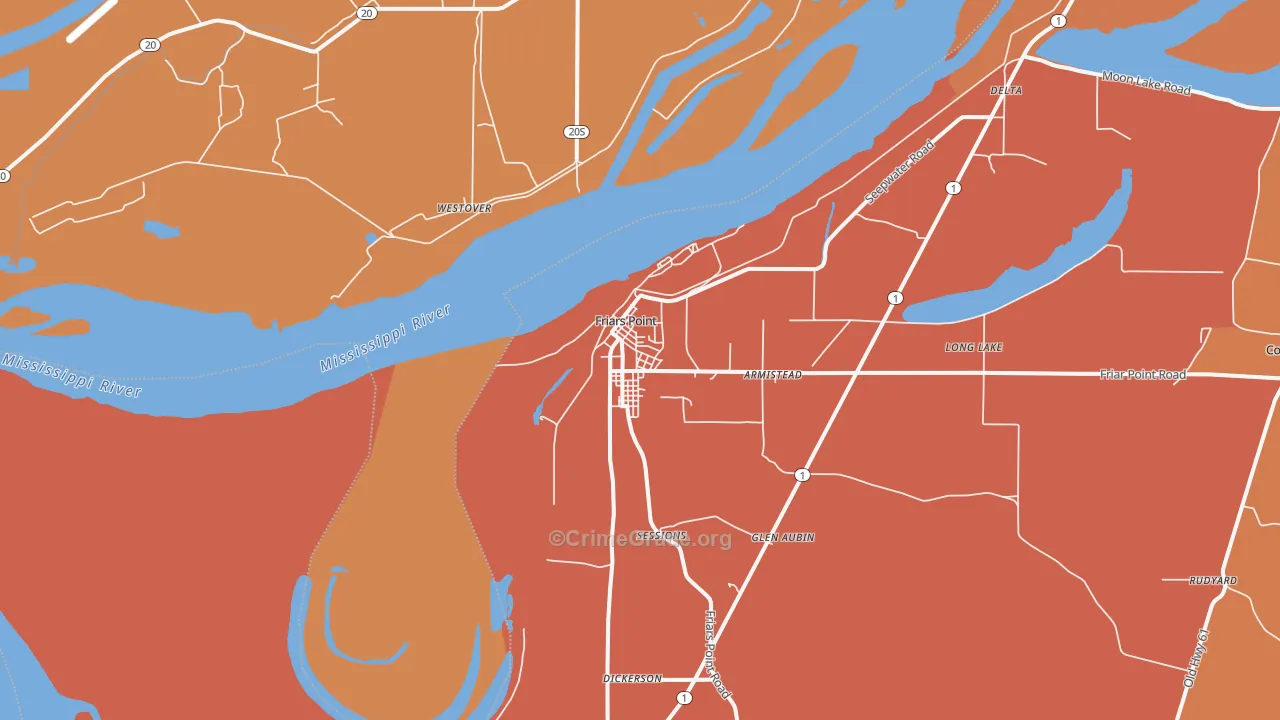 Friars Point, MS Map of Assault Rates