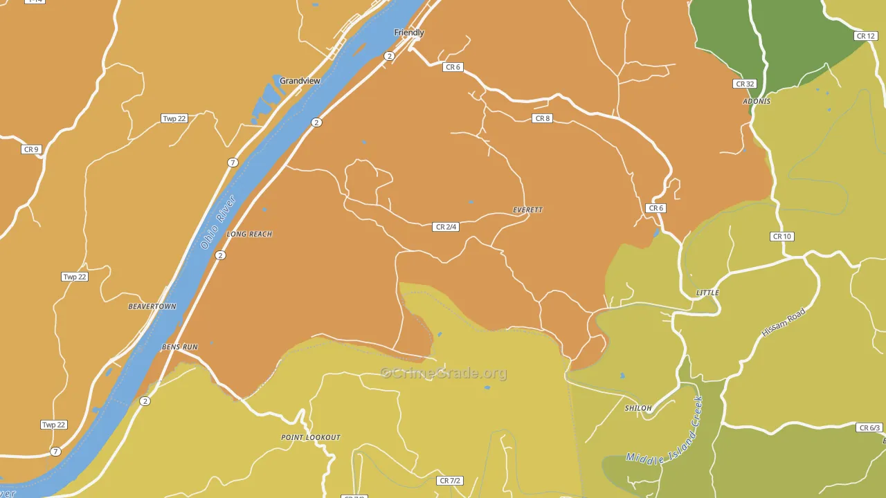 Friendly, WV Map of Assault Rates