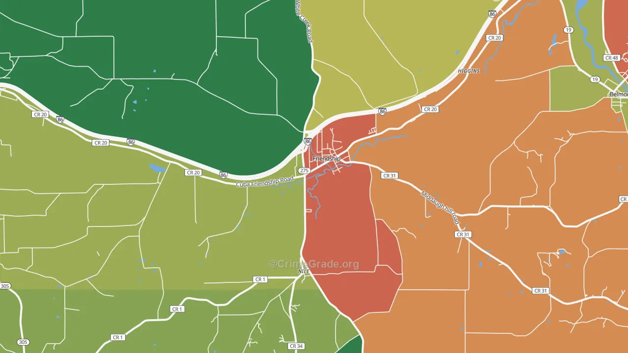 Friendship, NY Map of Assault Rates