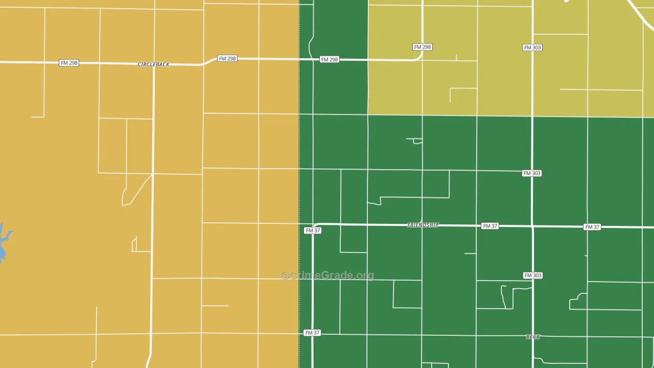 Friendship, TX Map of Assault Rates