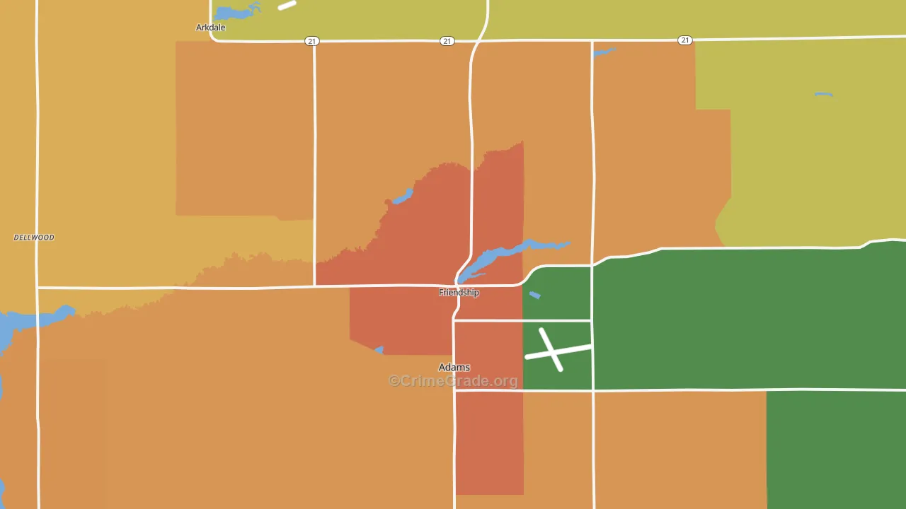 Friendship, WI Map of Assault Rates