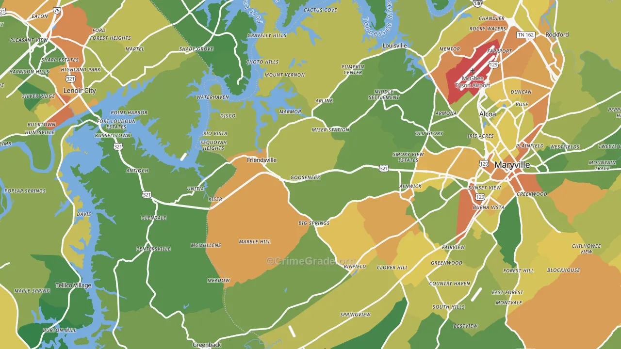 Friendsville, TN Map of Assault Rates