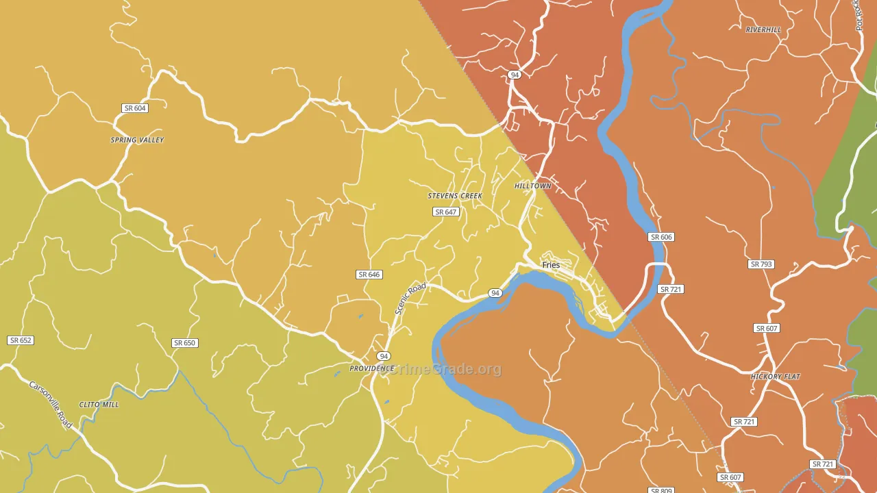 Fries, VA Map of Assault Rates