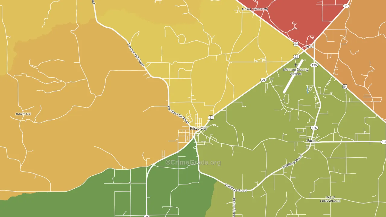 Frisco City, AL Map of Assault Rates