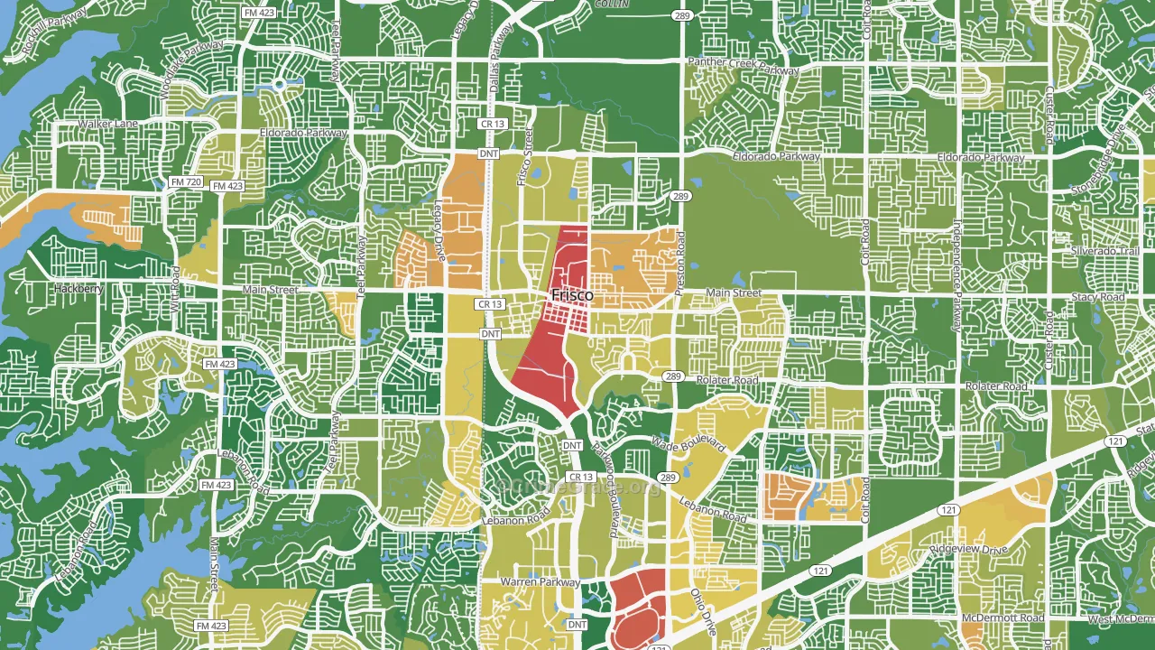 Frisco, TX Map of Assault Rates