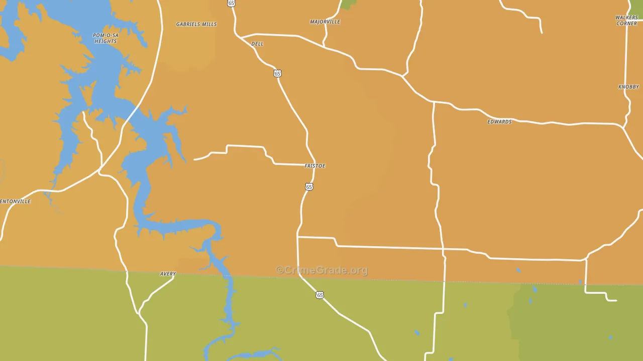 Fristoe, MO Map of Assault Rates