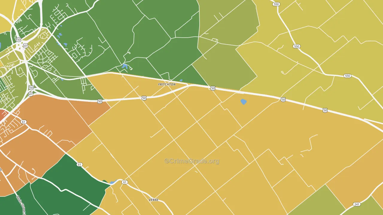Fritchton, IN Map of Assault Rates