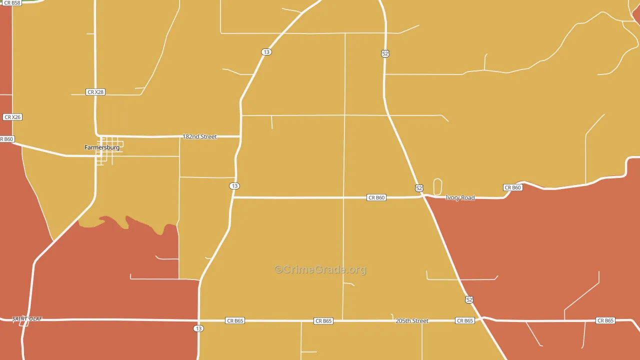 Froelich, IA Map of Assault Rates
