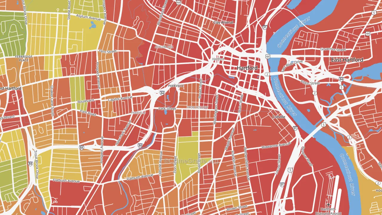 Frog Hollow, Hartford, CT Map of Assault Rates