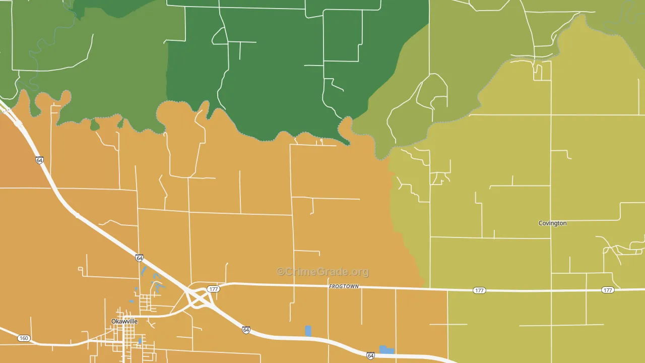 Frogtown, IL Map of Assault Rates