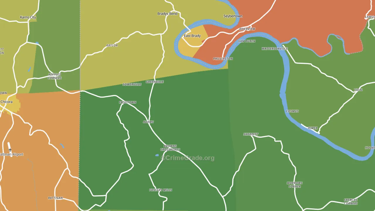 Frogtown, PA Map of Assault Rates