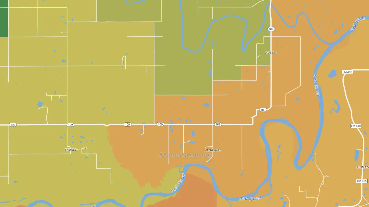 Frogville, OK Map of Assault Rates