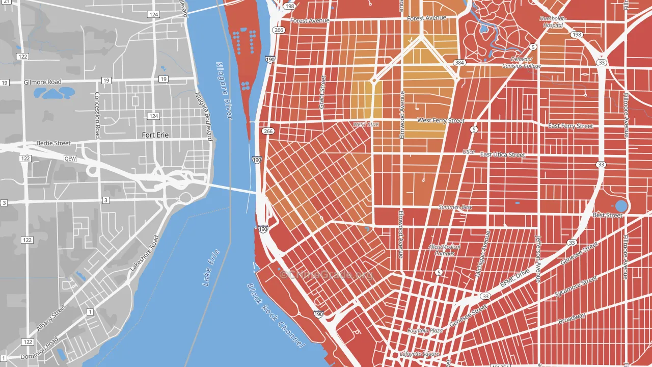 Front Park, Buffalo, NY Map of Assault Rates