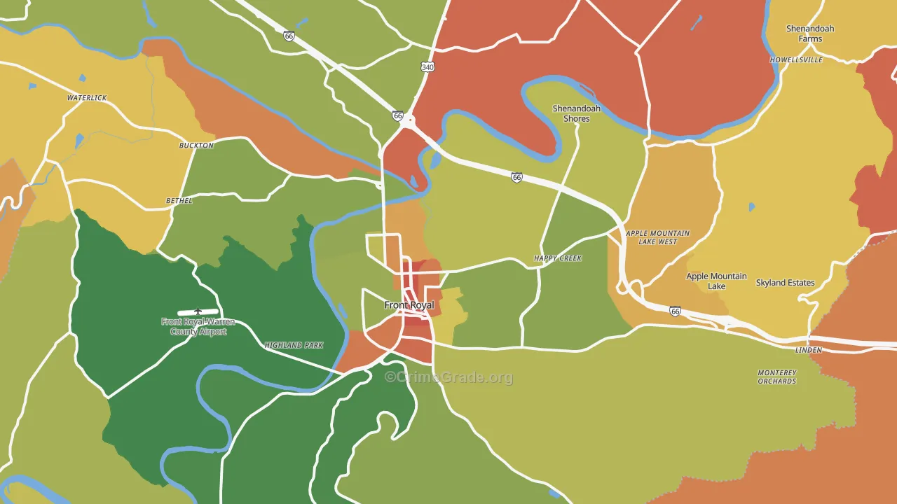 Front Royal, VA Map of Assault Rates