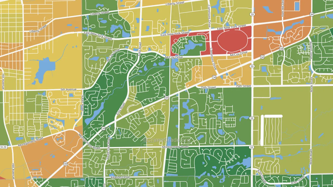 Frontenac, Aurora, IL Map of Assault Rates