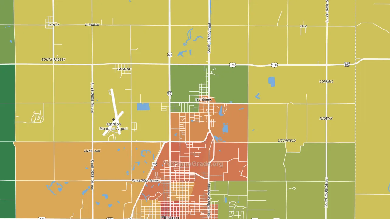 Frontenac, KS Map of Assault Rates