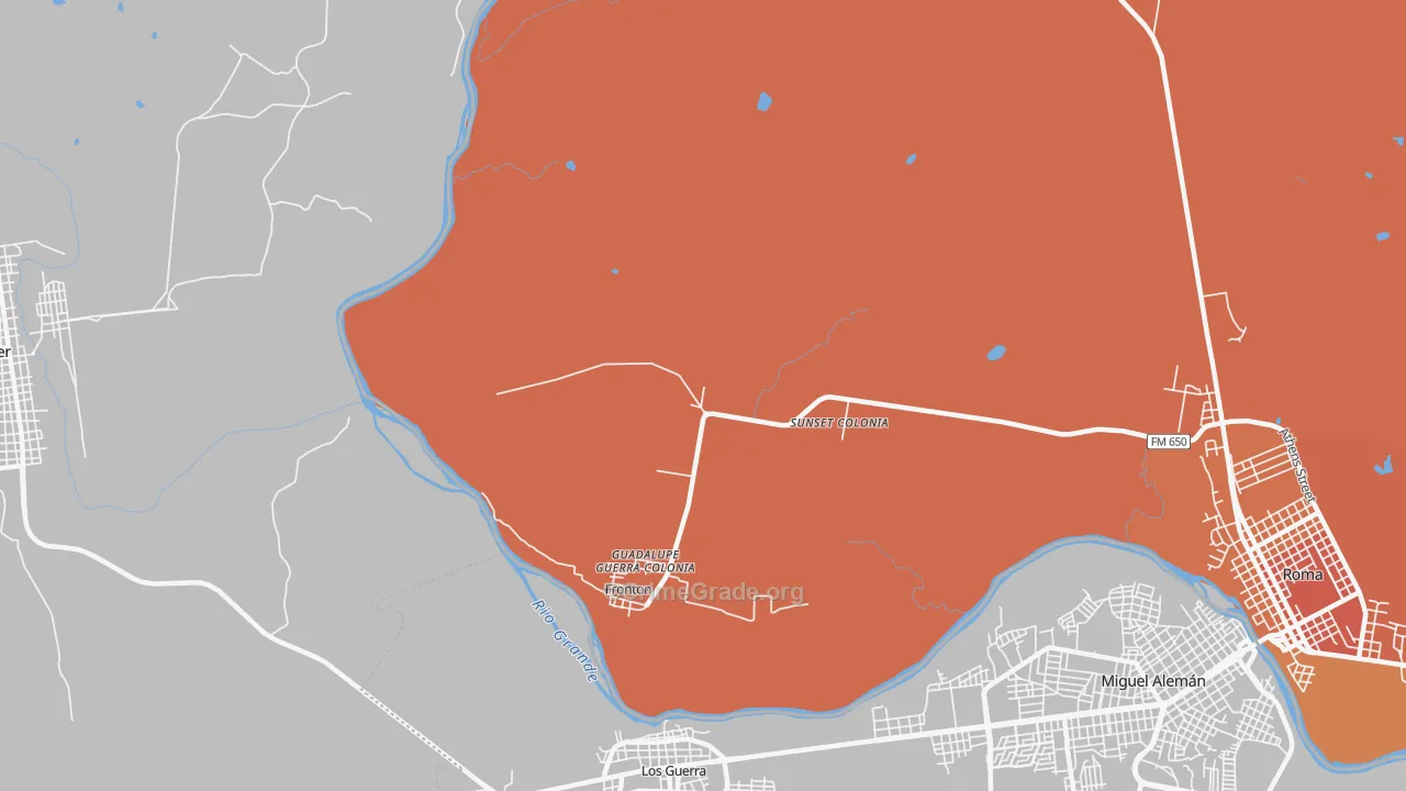 Fronton, TX Map of Assault Rates