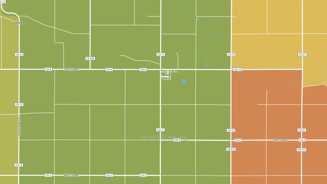 Frost, MN Map of Assault Rates