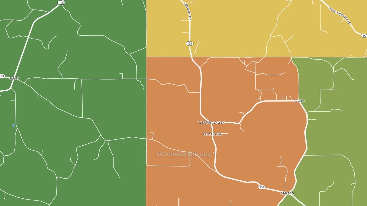 Frost Town, LA Map of Assault Rates